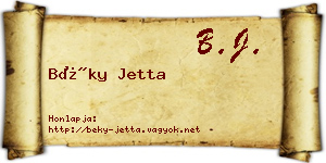 Béky Jetta névjegykártya